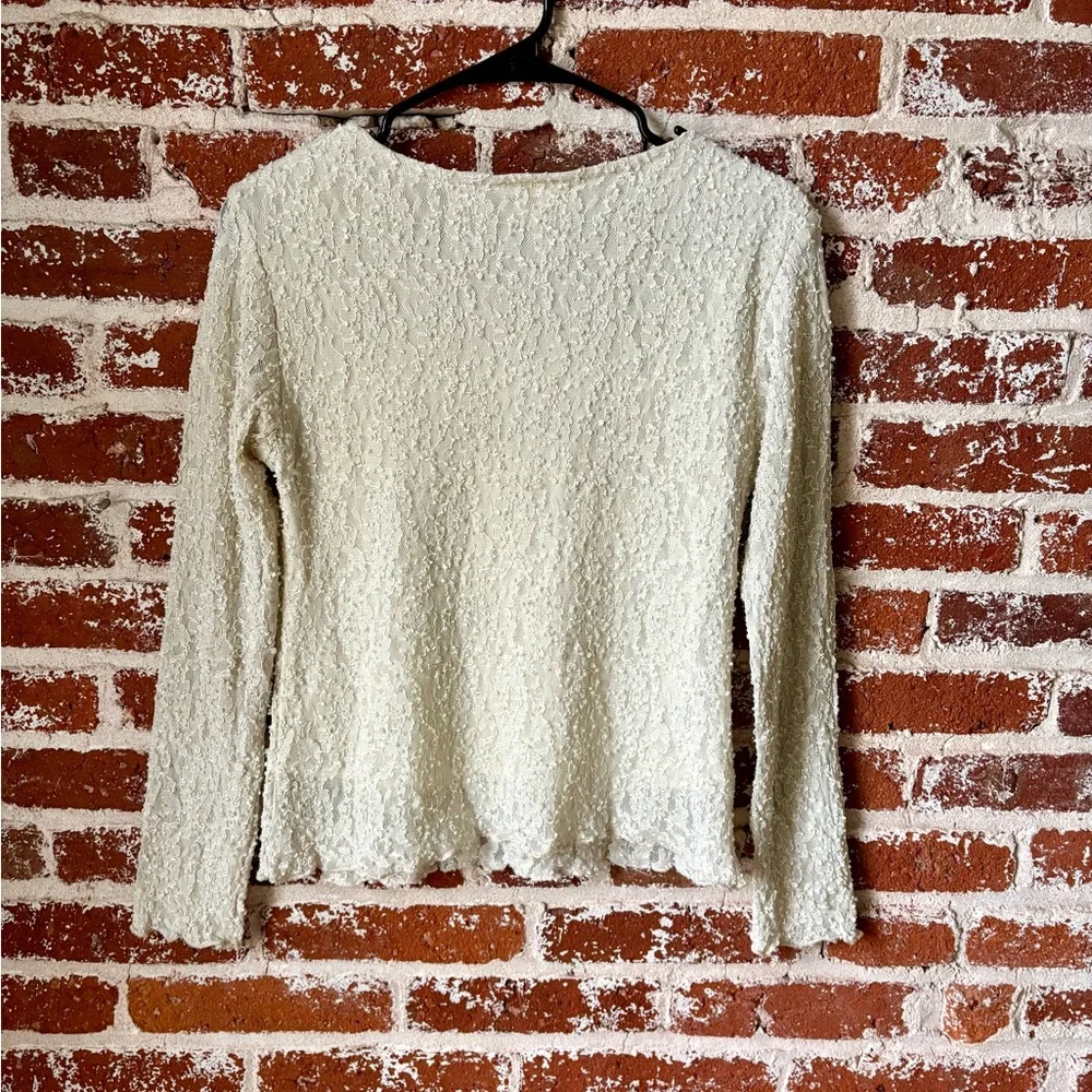 Peaces Y2K Cream Lace Long Sleeve Top